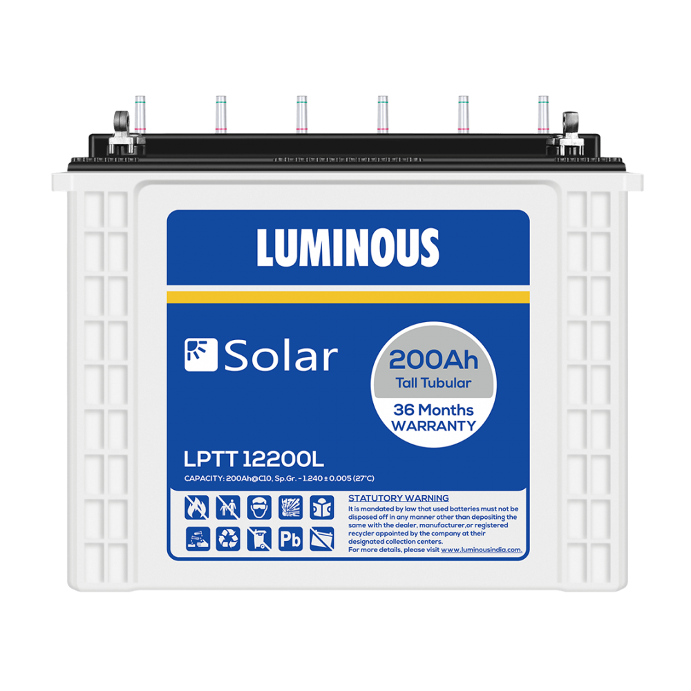 Luminous Solar Battery 200AH Price, Buy Luminous LPT 12200L 200AH Solar  Tubular Battery Online